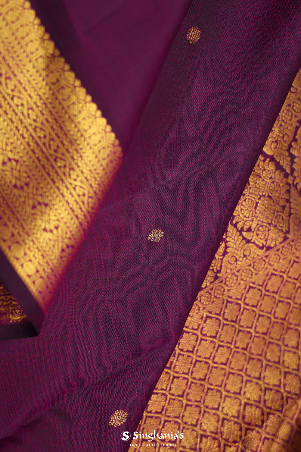 Royal Purple Butti Kanjivaram Silk Saree