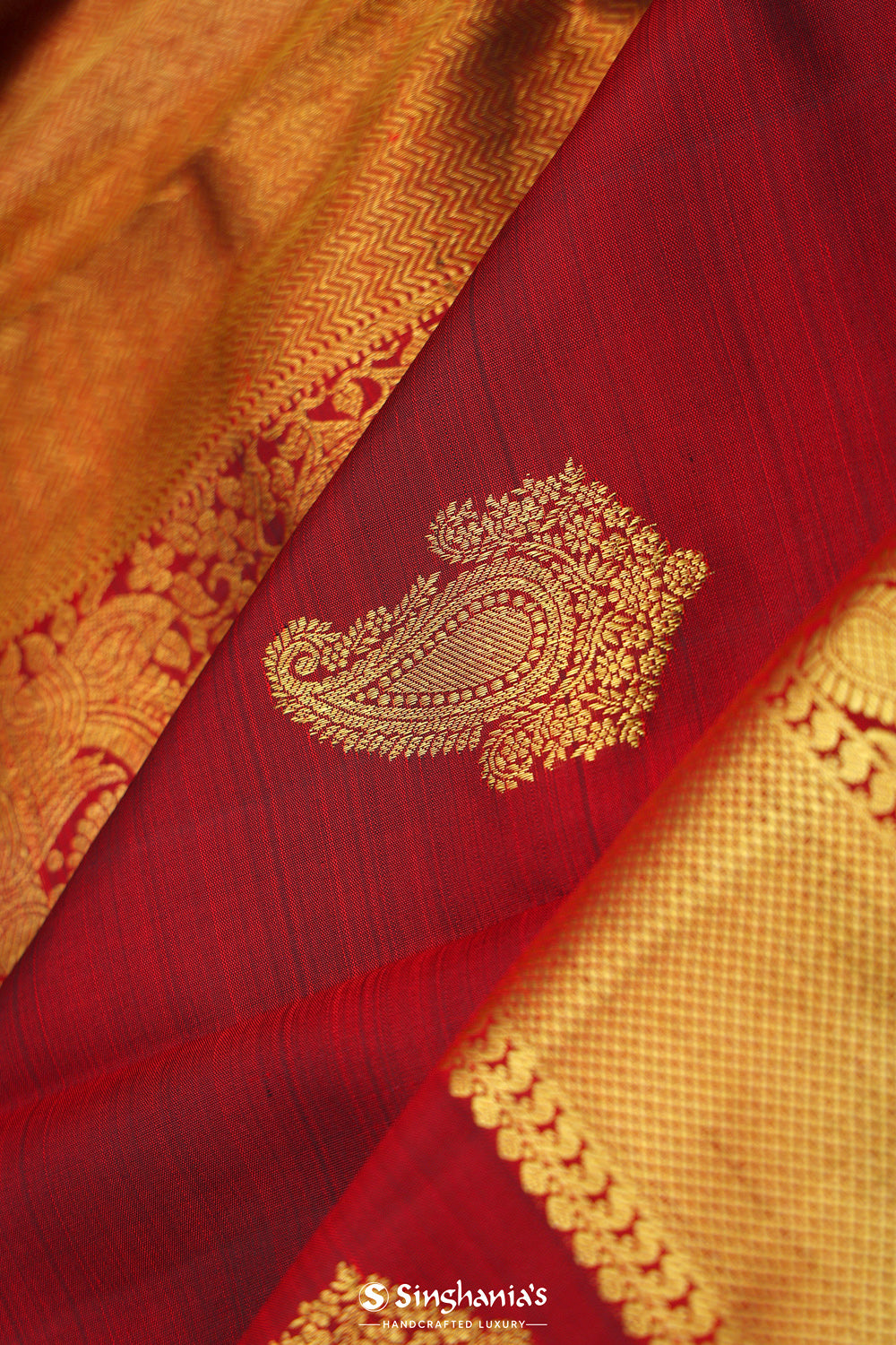 Classic Maroon Paisley Kanjivaram Silk Saree