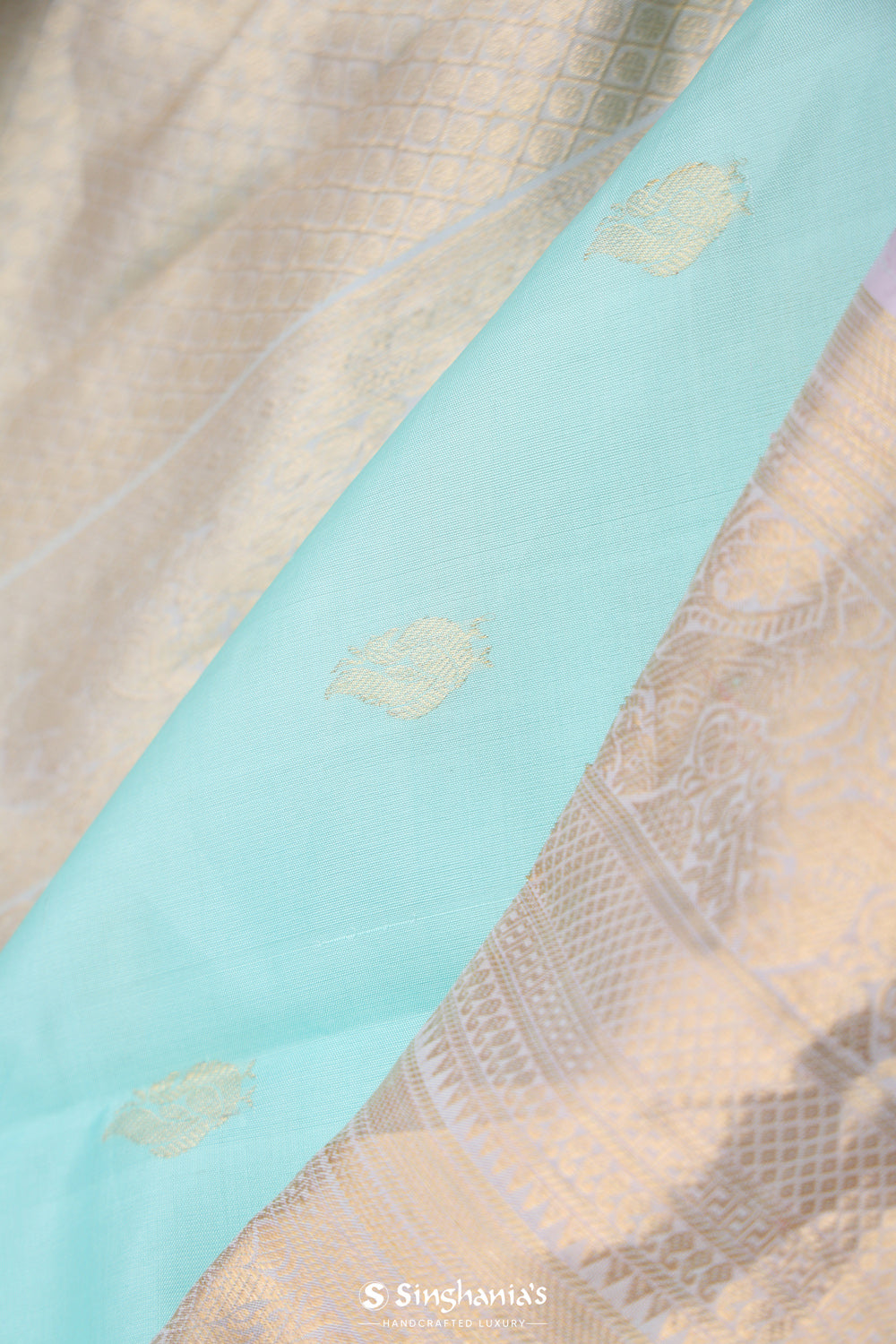 Electric Blue Butti Kanjivaram Silk Saree