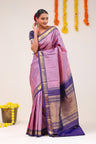 Pink Purple Butti Kanjivaram Silk Saree