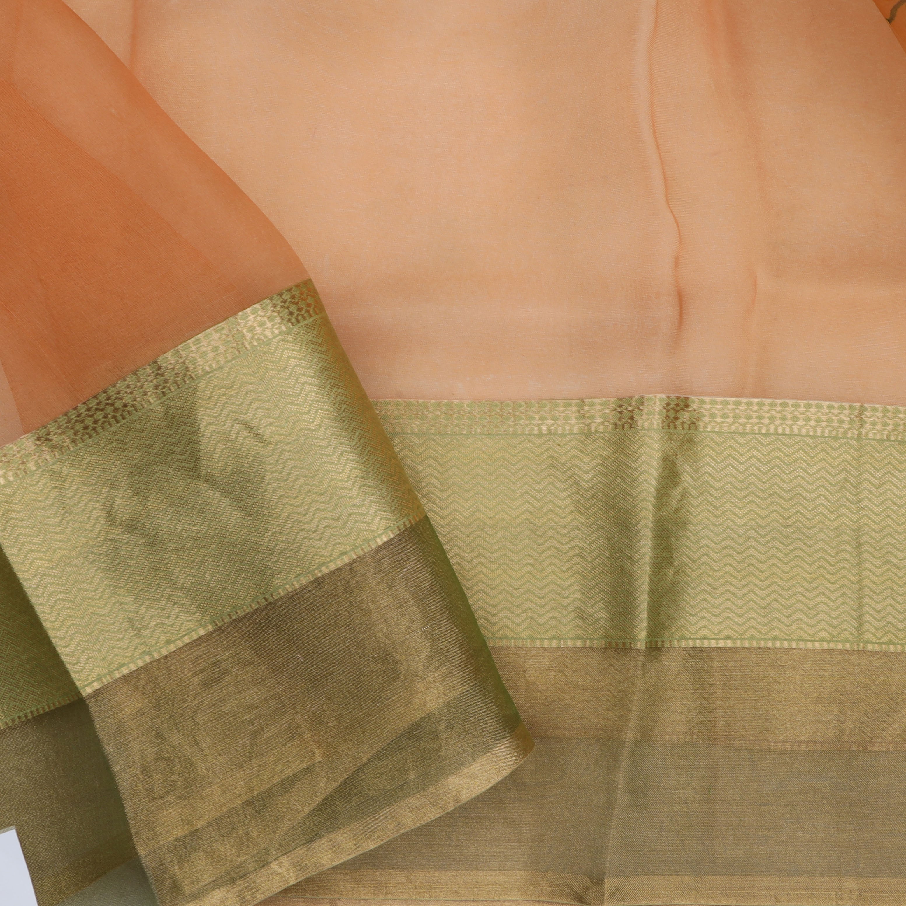 Pale Orange Organza Saree With Floral Printed Pattern