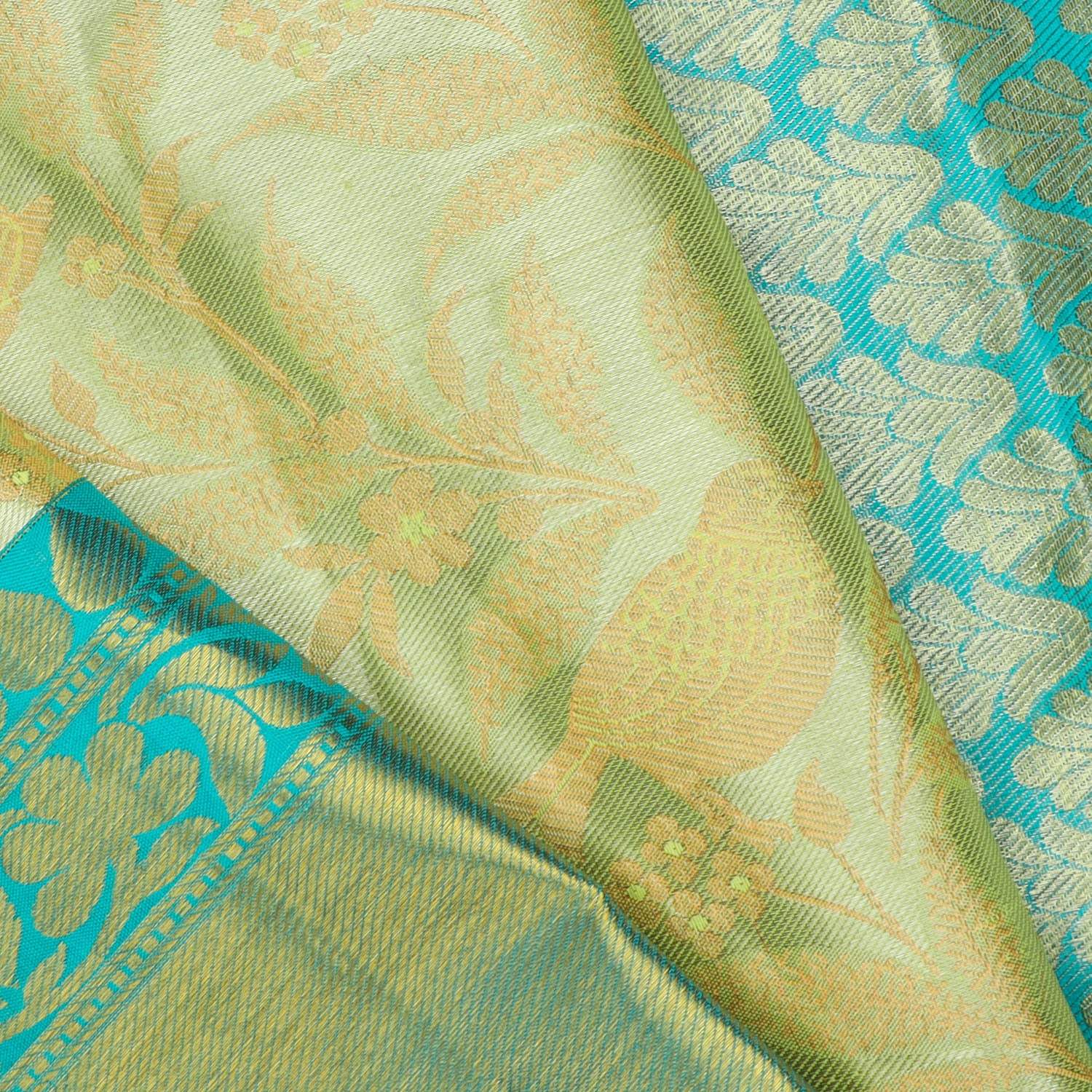 Gold Tissue Kanjivaram Silk Saree With Nature Inspired Motifs - Singhania's