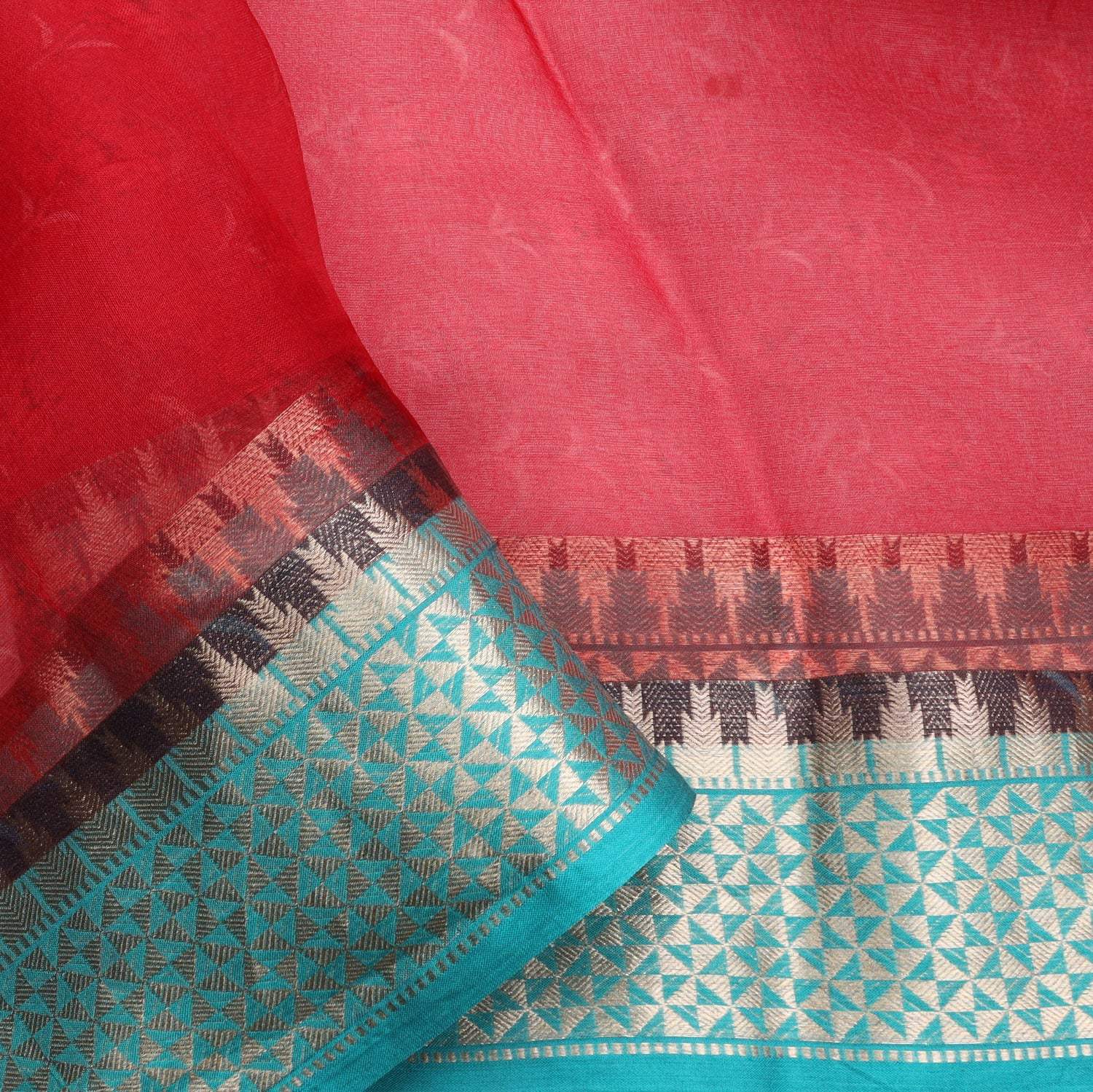 Earthy Maroon Printed Organza Saree - Singhania's