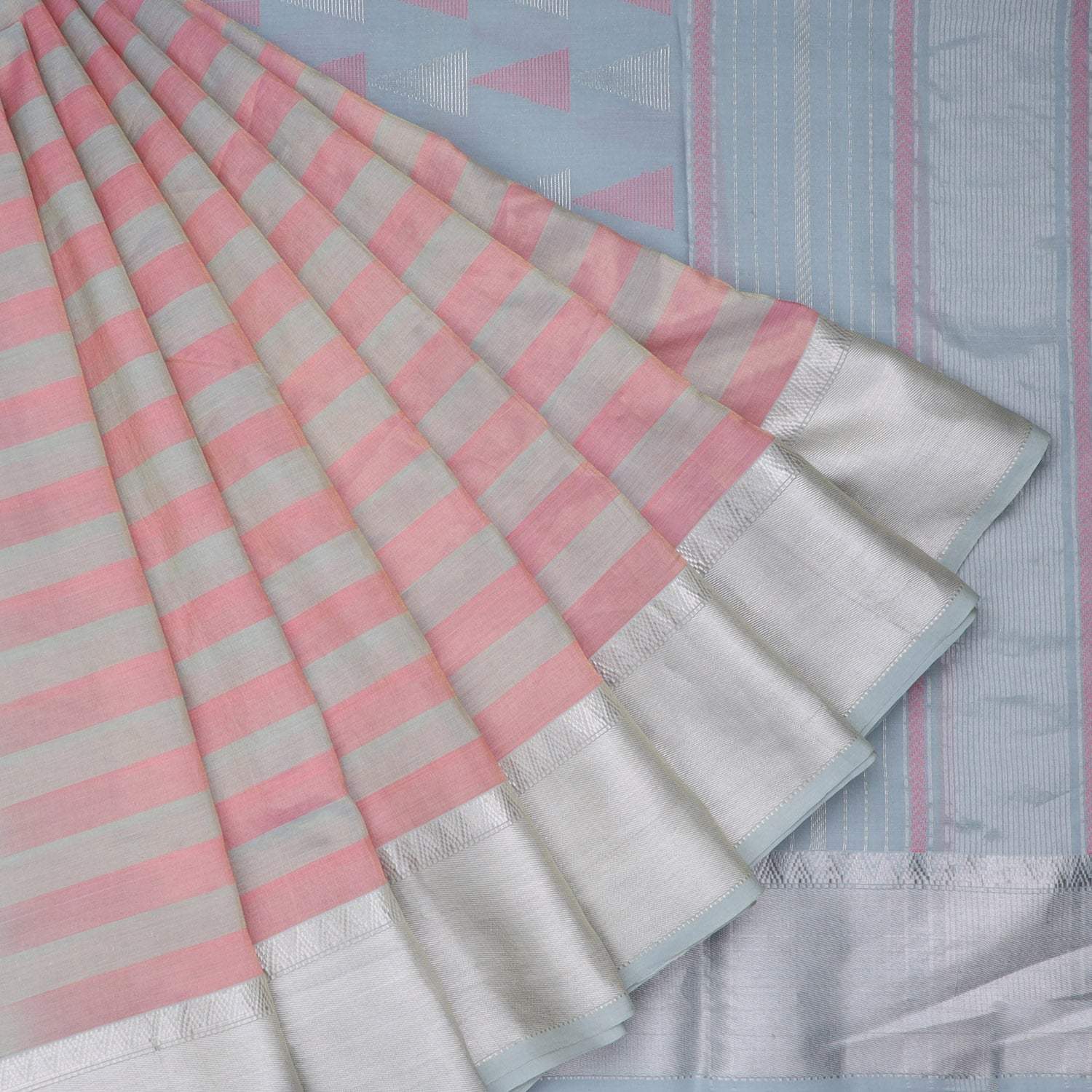 Grey Pink Tissue Designer Saree - Singhania's