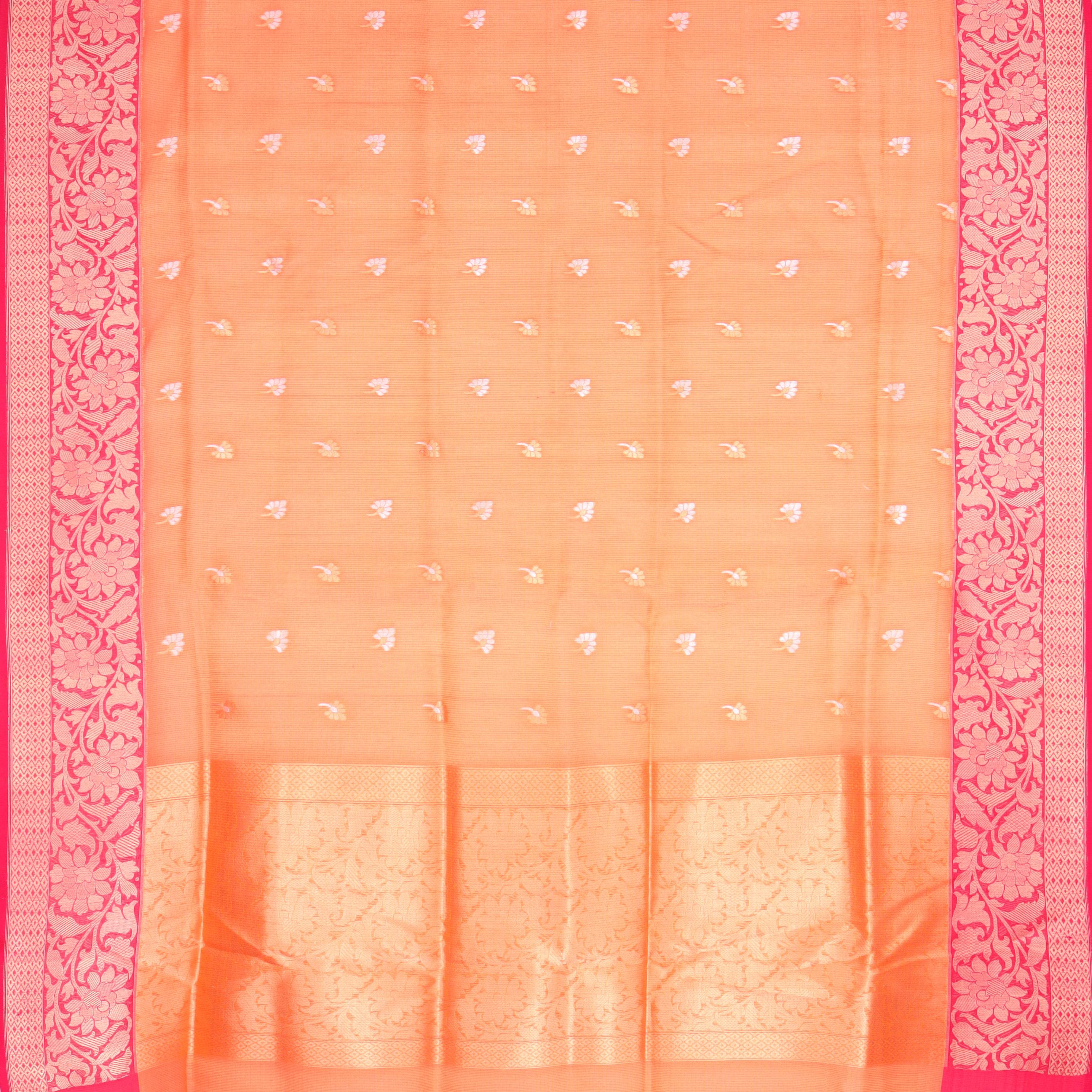 Carrot Orange Color Banarasi Silk Saree - Singhania's