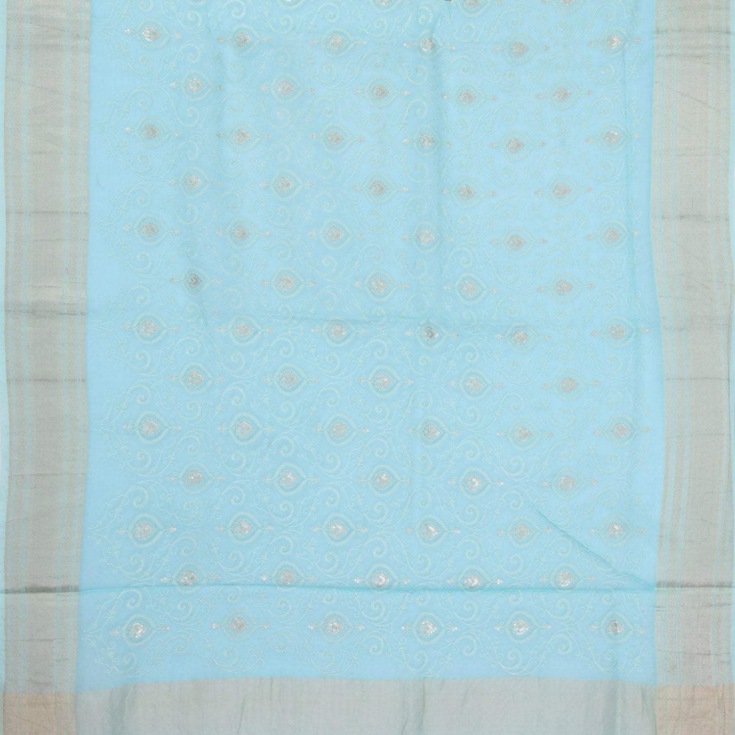Blue Maheshwari Saree With Embroidery - Singhania's