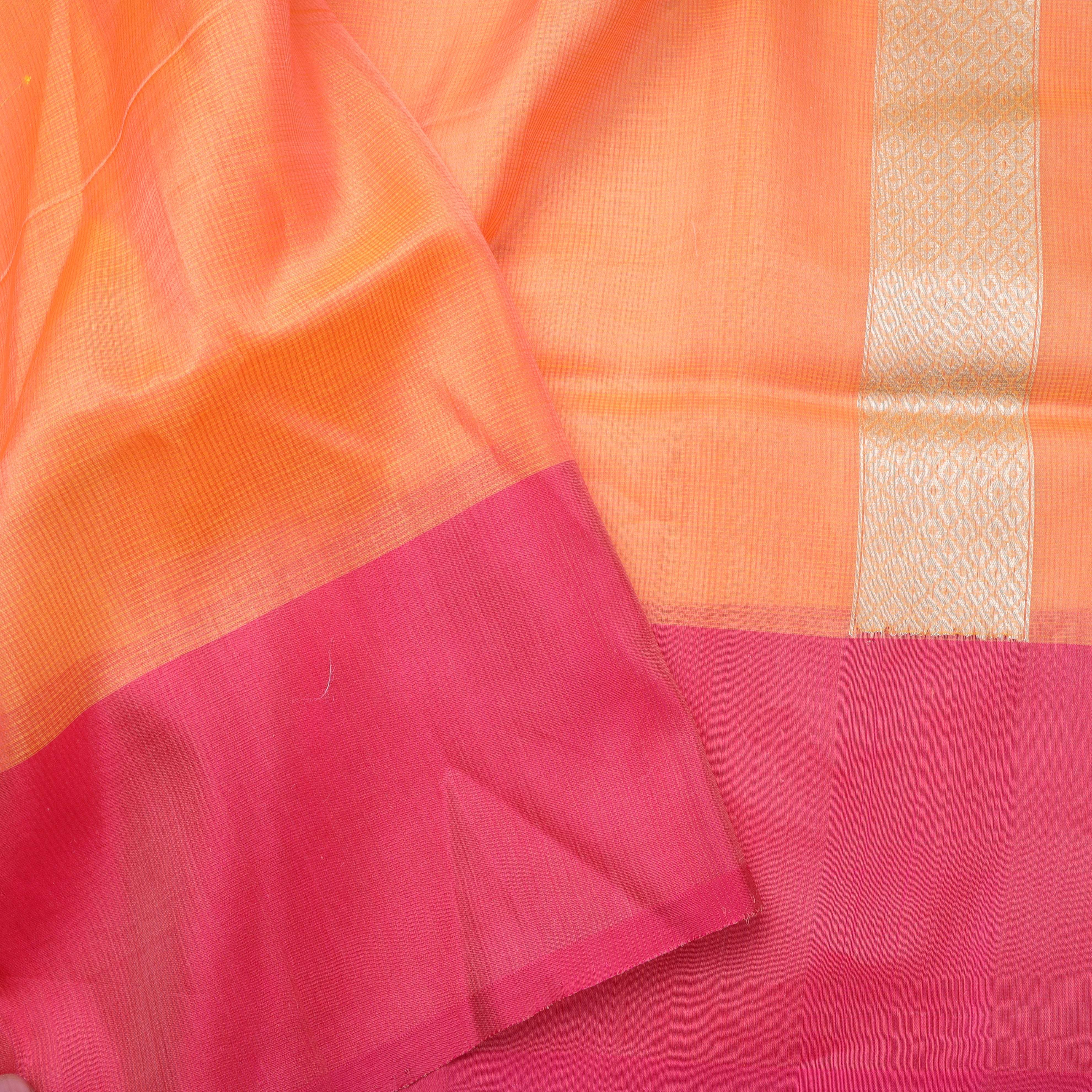 Carrot Orange Color Banarasi Silk Saree - Singhania's