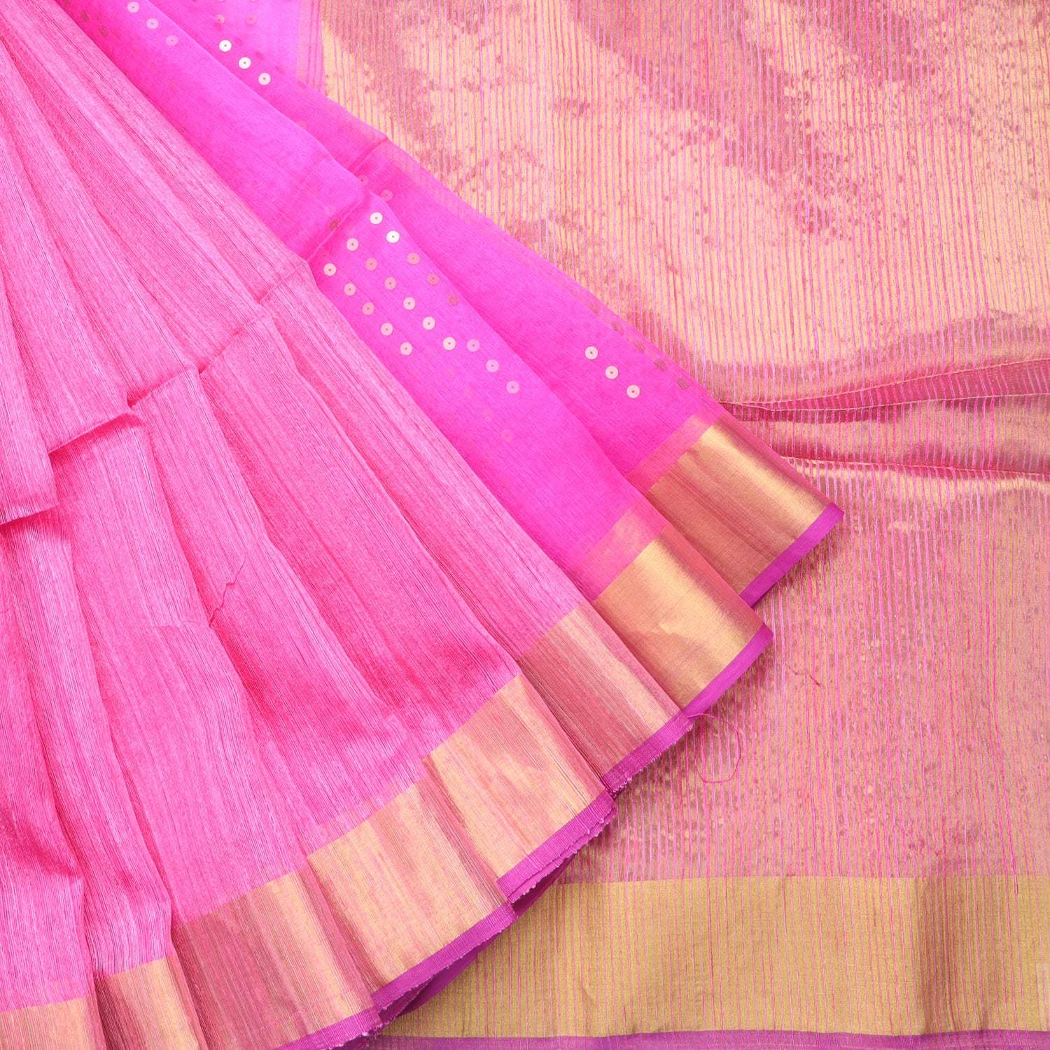 Light Pink Matka Saree With Sequin Embroidery - Singhania's