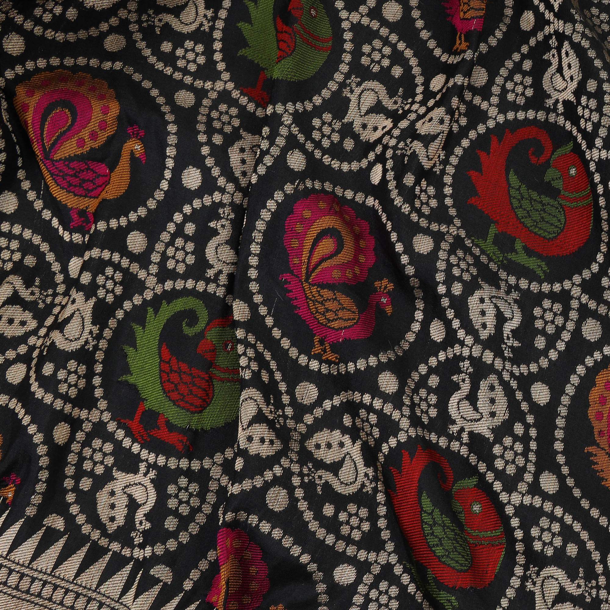 Black Banarasi Silk Handloom Saree - Singhania's