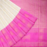 Light Cream Kanjivaram Silk Saree With Floral Buttas - Singhania's