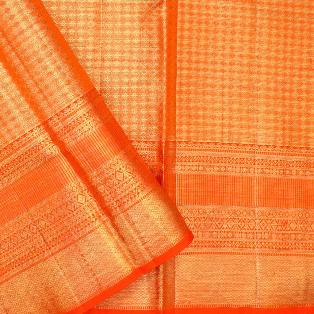 Pastel Pista Green Tissue Korvai Kanjivaram Silk Handloom Saree - Singhania's