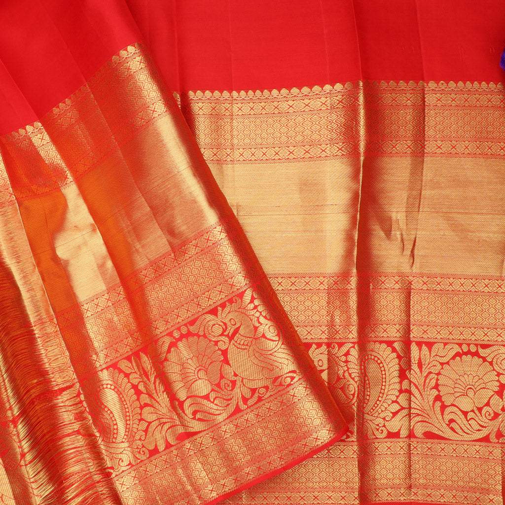 Violet Kanjivaram Silk Saree With Jaal Design - Singhania's