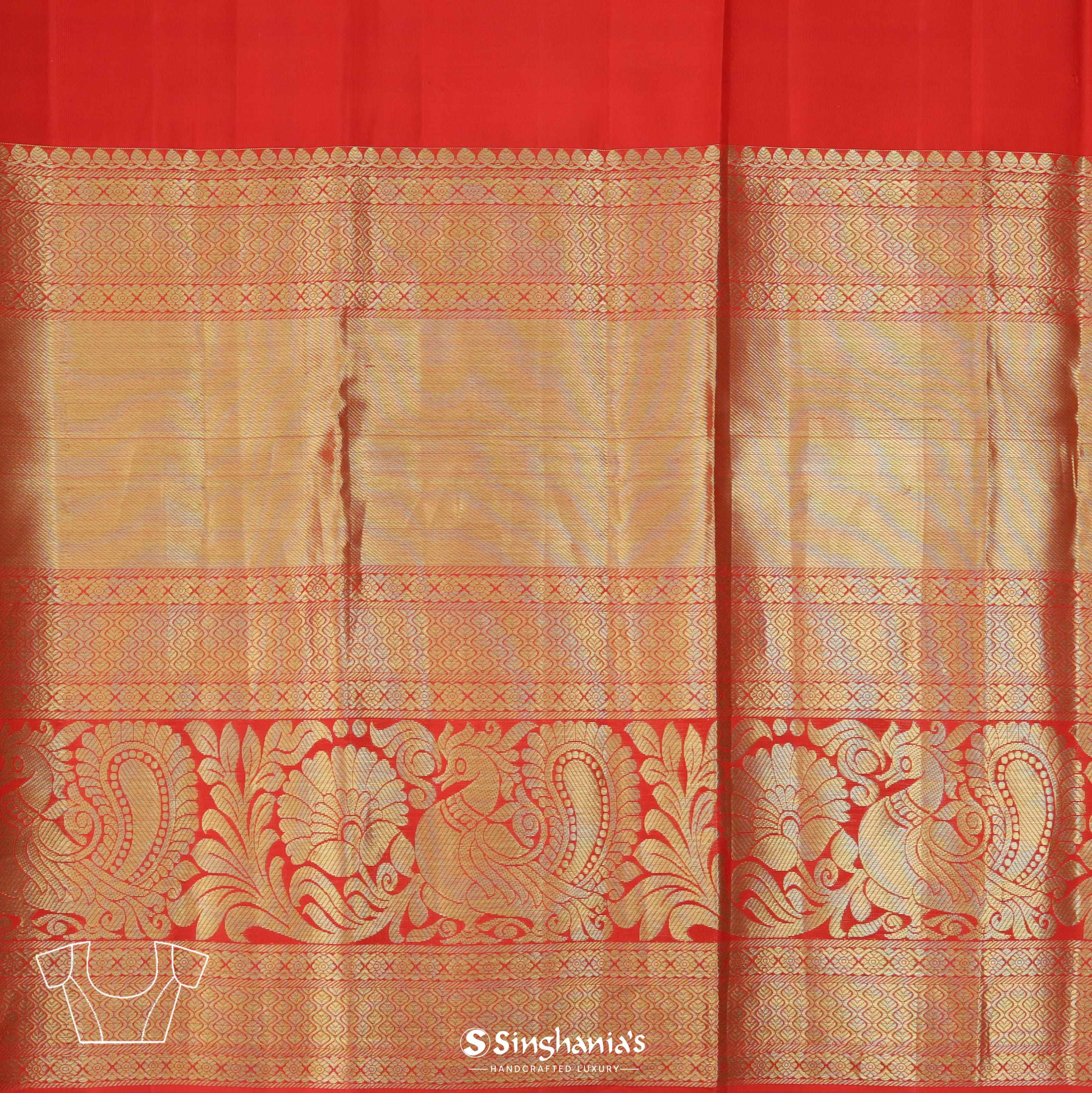 Picotee Blue Silk Kanjivaram Saree With Nature Inspired Motif Pattern