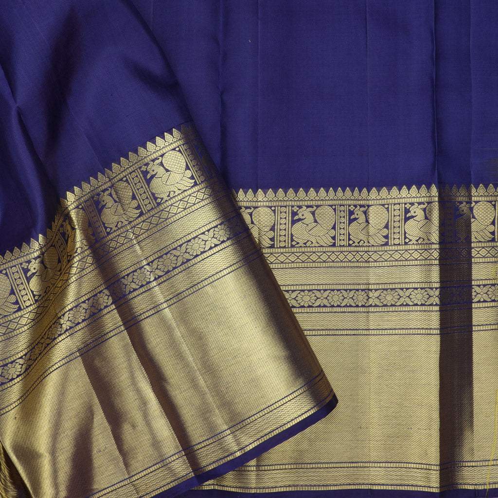 Sunshine Yellow Kanjivaram Silk Saree With Floral Jaal Design - Singhania's