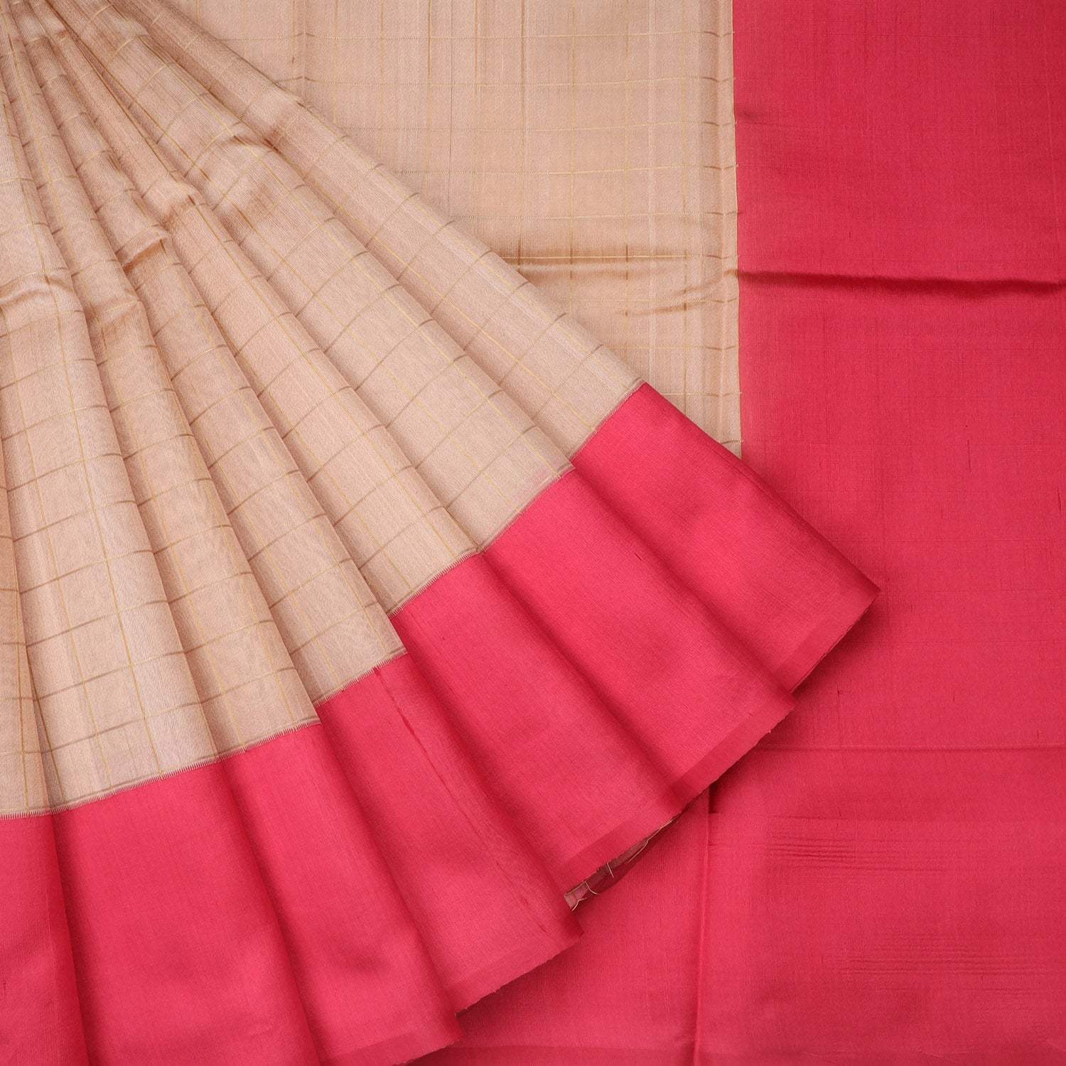 Pastel Beige Matka Tussar Saree - Singhania's