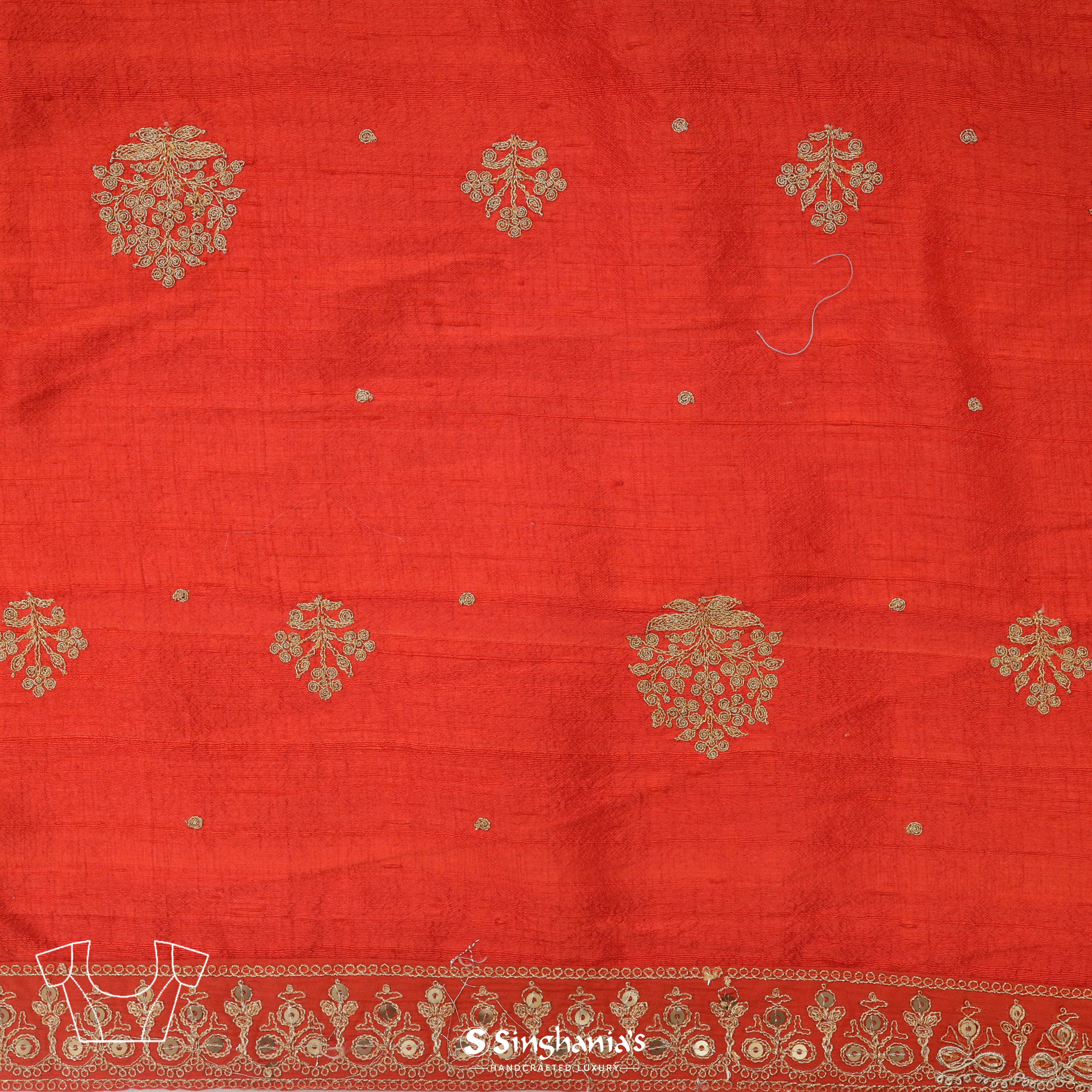 Burgundy Velvet Banarasi Saree With Floral Pattern