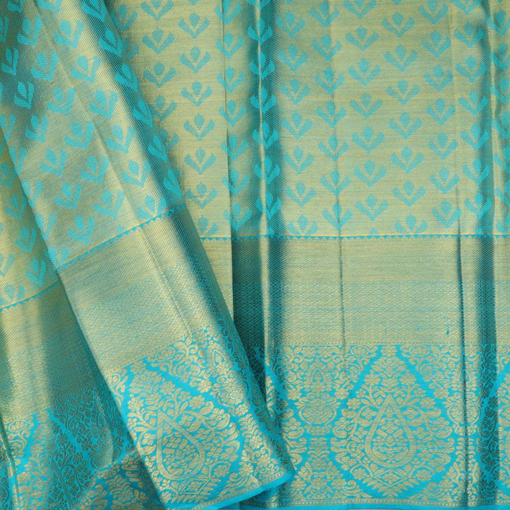 Pastel Peach Tissue Kanjivaram Silk Saree With Paisley Motifs - Singhania's