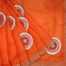 Bright Orange Embroidery Silk Kota Saree - Singhania's