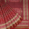 Brick Red Ikat Silk Handloom Saree - Singhania's