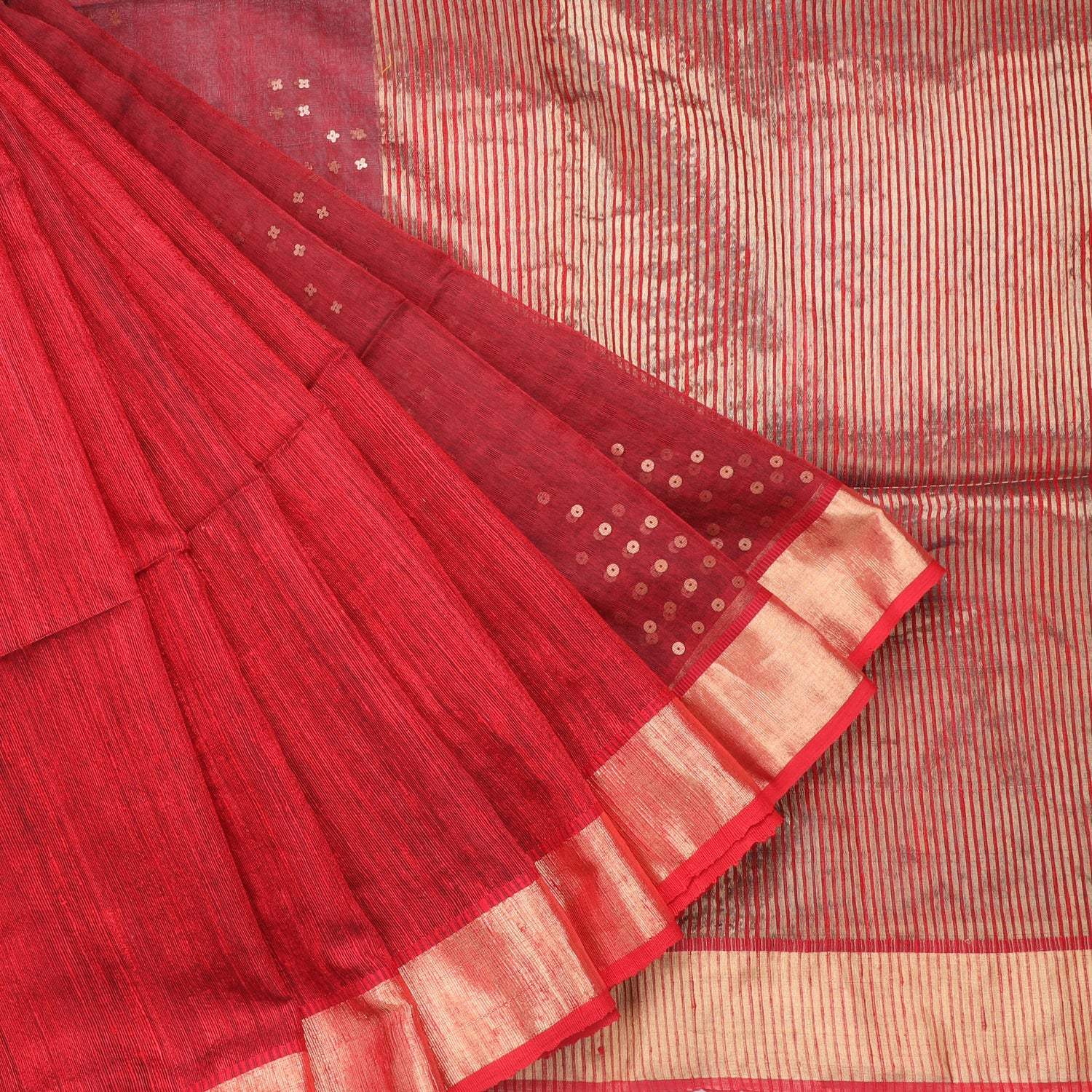 Bright Red Matka Tussar Saree - Singhania's