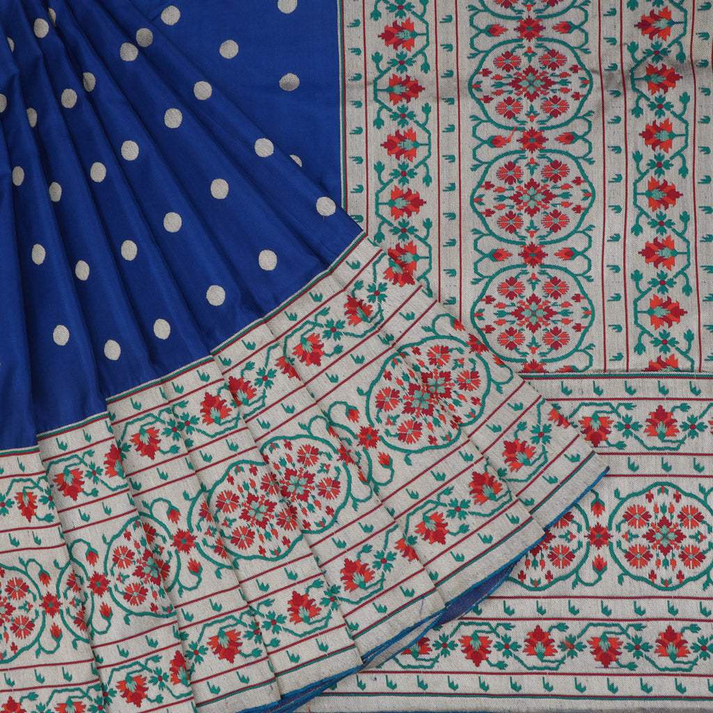 Navy Blue Banarasi Silk Handloom Saree - Singhania's