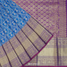 Byzantine Blue Silk Kanjivaram Saree With Floral Jaal Design