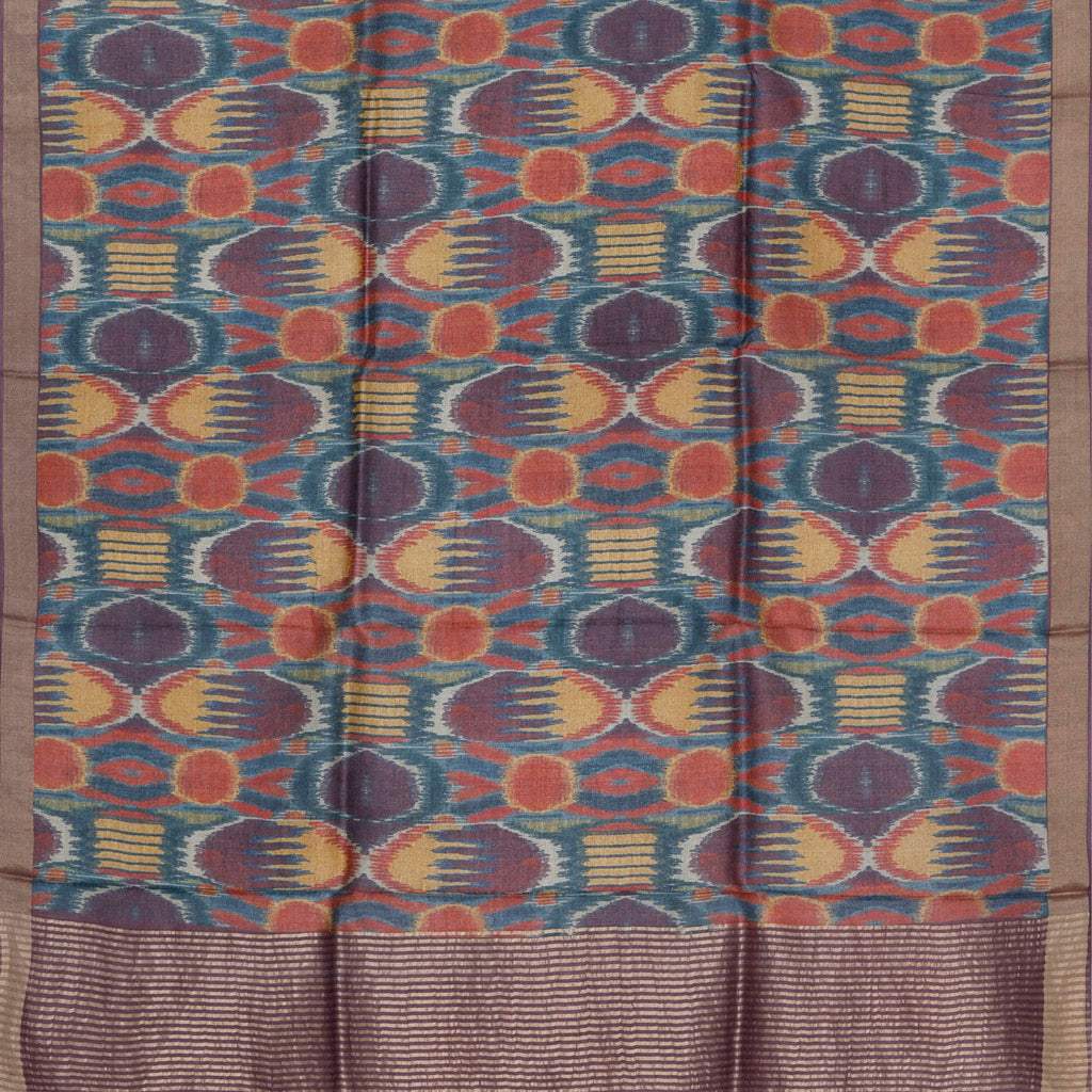 Multicolor Printed Tussar Saree - Singhania's