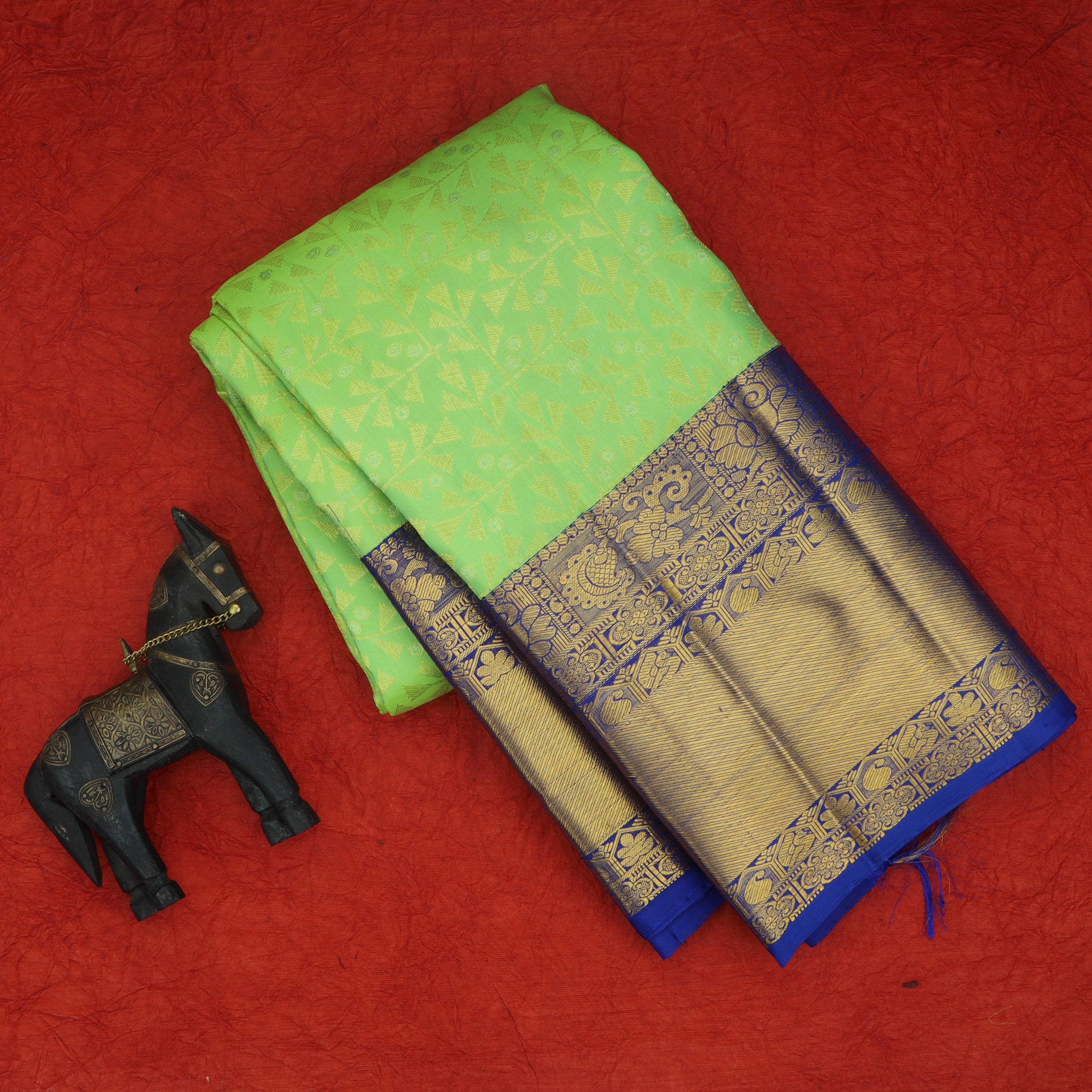 Light Green Kanjivaram Silk Saree - Singhania's