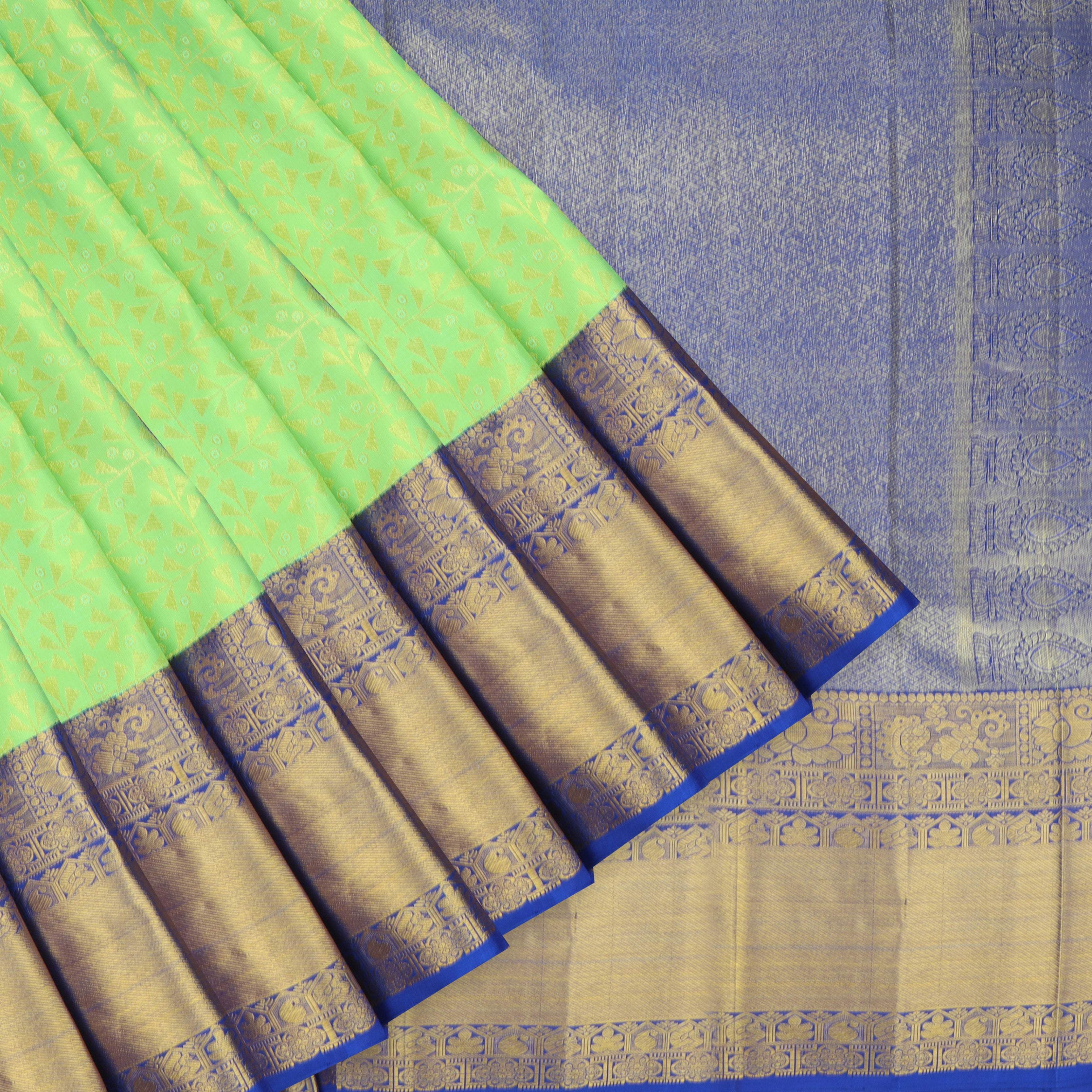 Light Green Kanjivaram Silk Saree - Singhania's