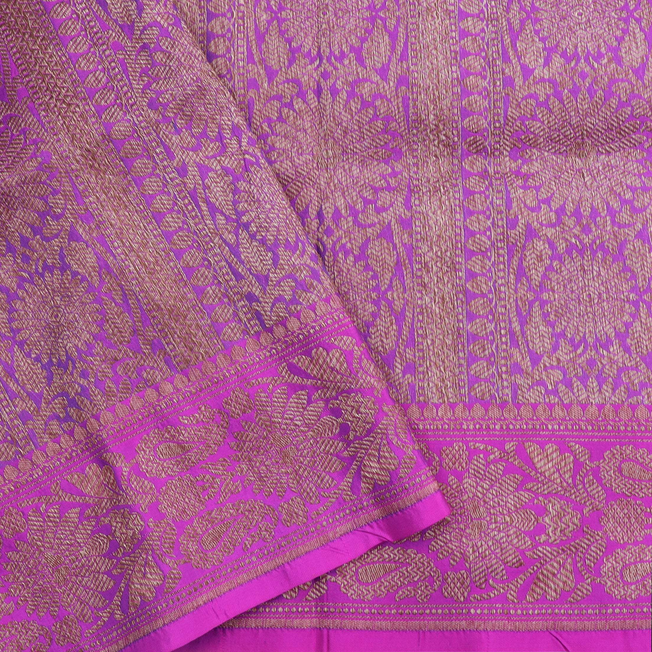 Cobalt Blue Banarasi Silk Saree With Floral Jaal Pattern - Singhania's