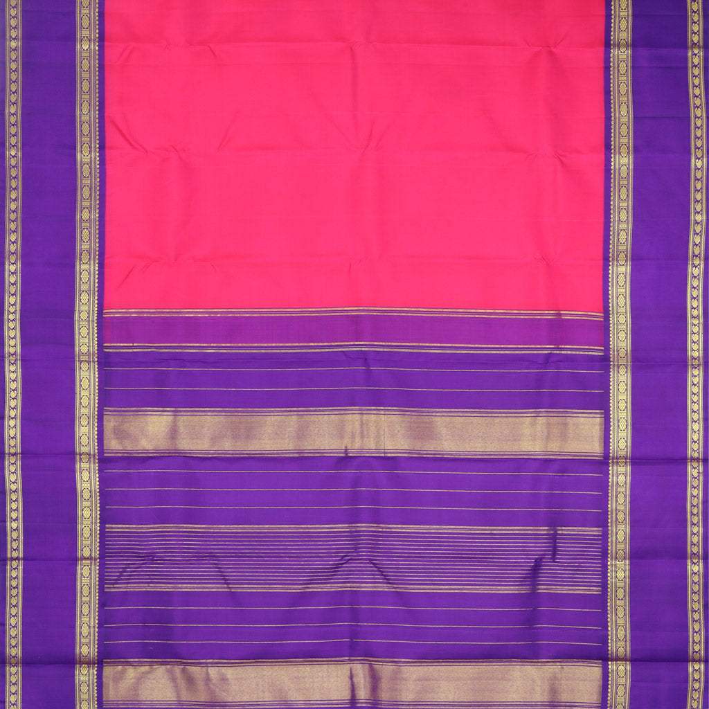 Razzmatazz Pink Kanjivaram Silk Saree - Singhania's