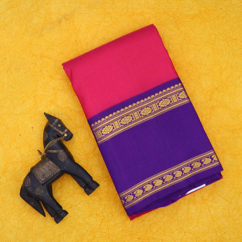 Razzmatazz Pink Kanjivaram Silk Saree - Singhania's