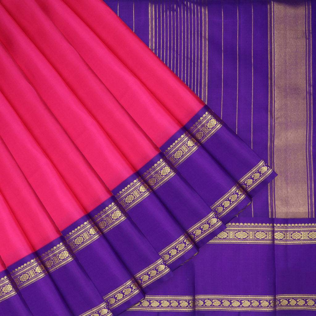 Razzmatazz Pink Kanjivaram Silk Saree - Singhania's