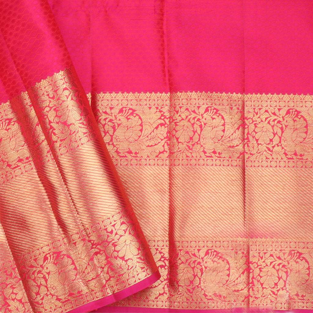 Lime Yellow Kanjivaram Silk Saree With Floral Buttis - Singhania's