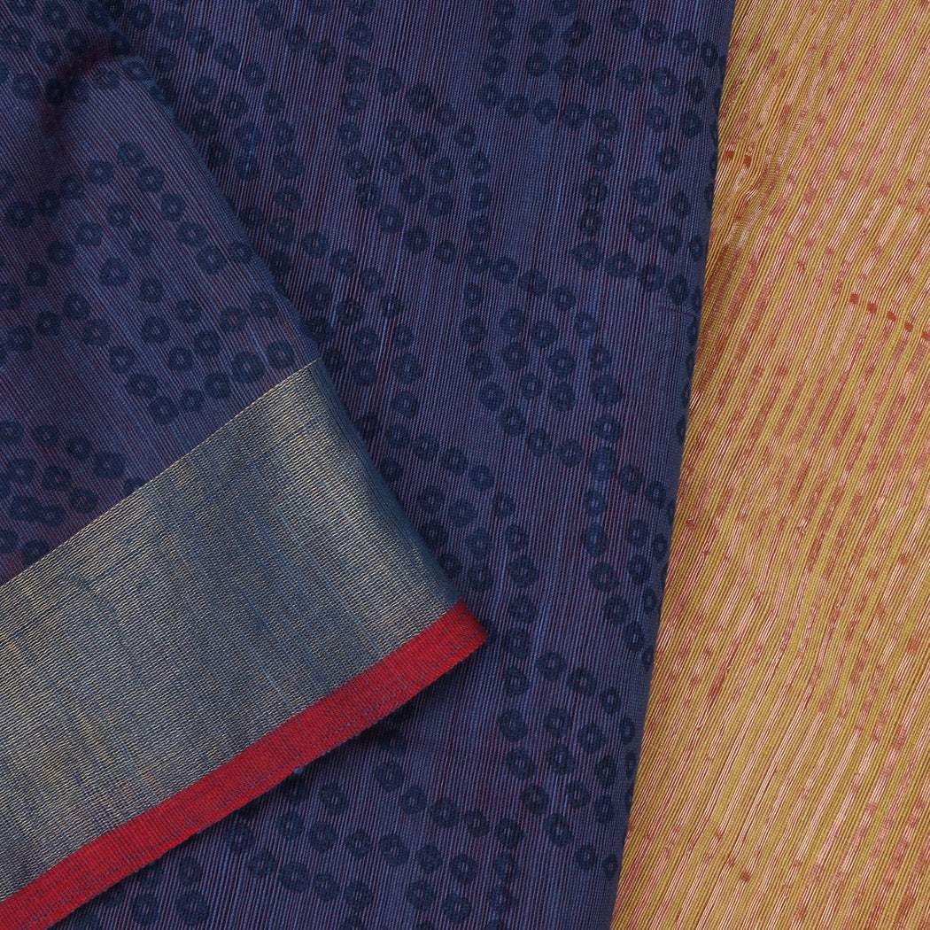 Navy Blue Bandhani Printed Cotton Saree - Singhania's