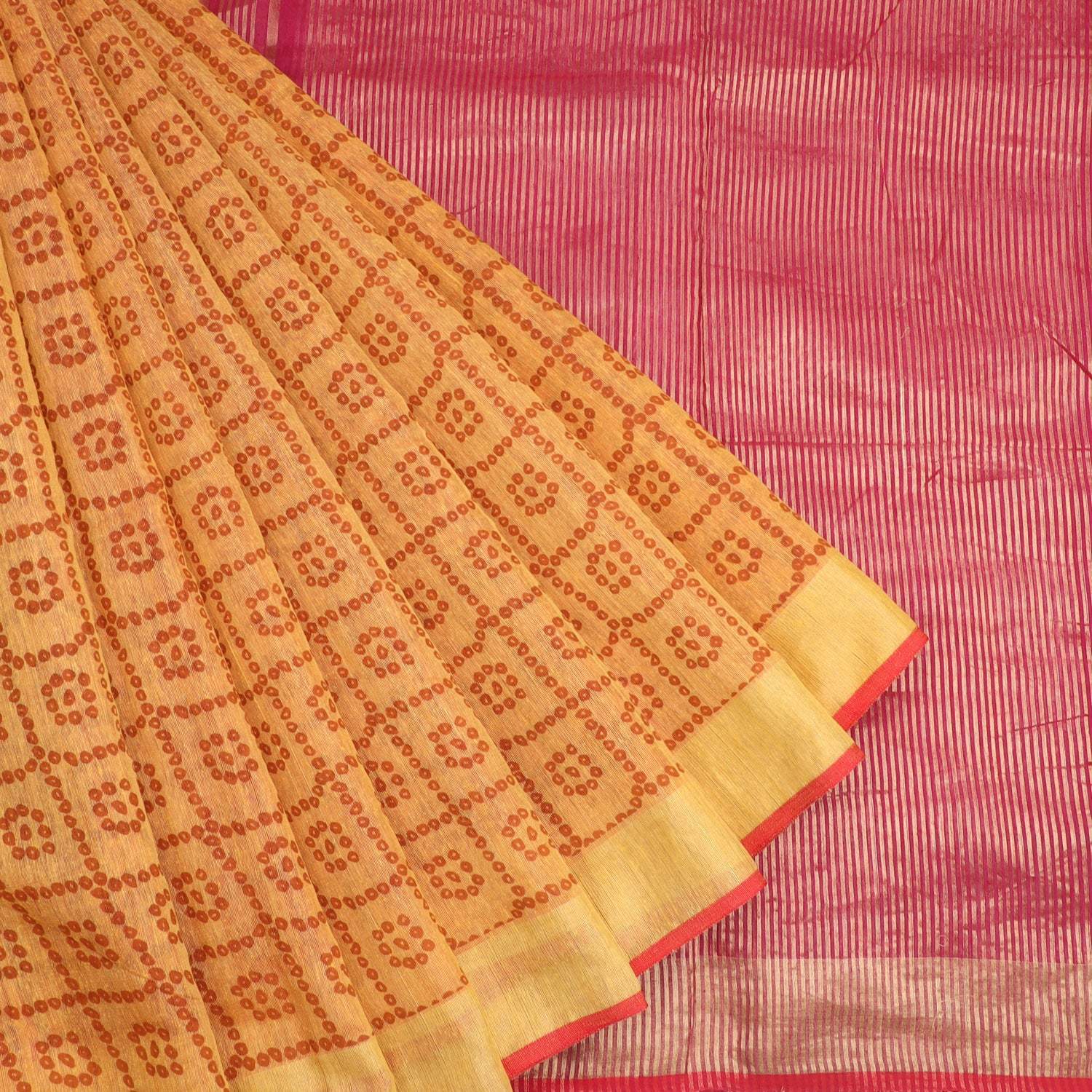 Yellow Matka Saree With Bandhani Prints - Singhania's