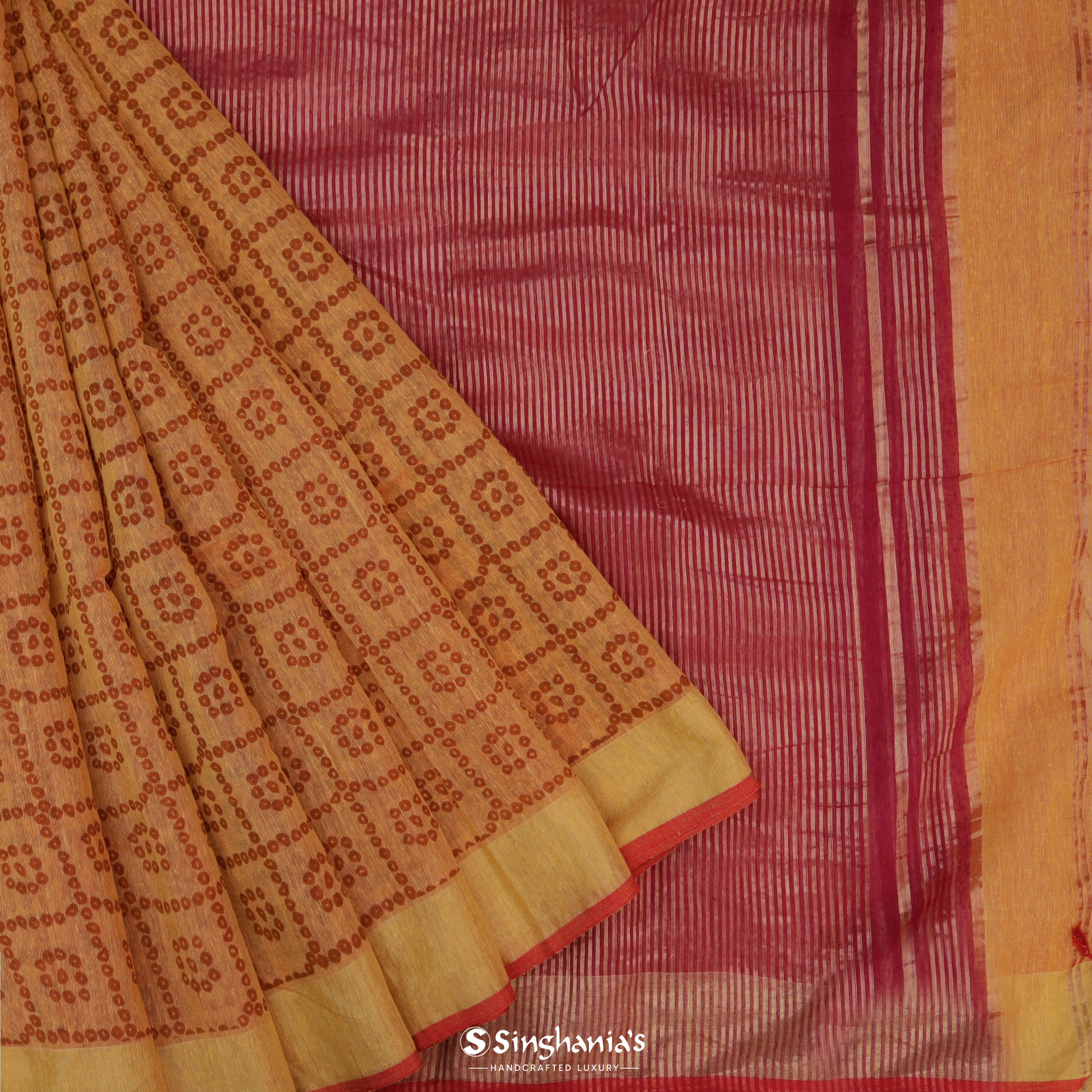 Honey Yellow Matka Printed Saree With Geometrical Pattern