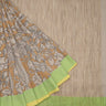 Light Brown Cotton Saree With Kalamkari Printed Motif Pattern - Singhania's