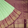 Light Green Kanjivaram Silk Saree With Floral Pattern - Singhania's