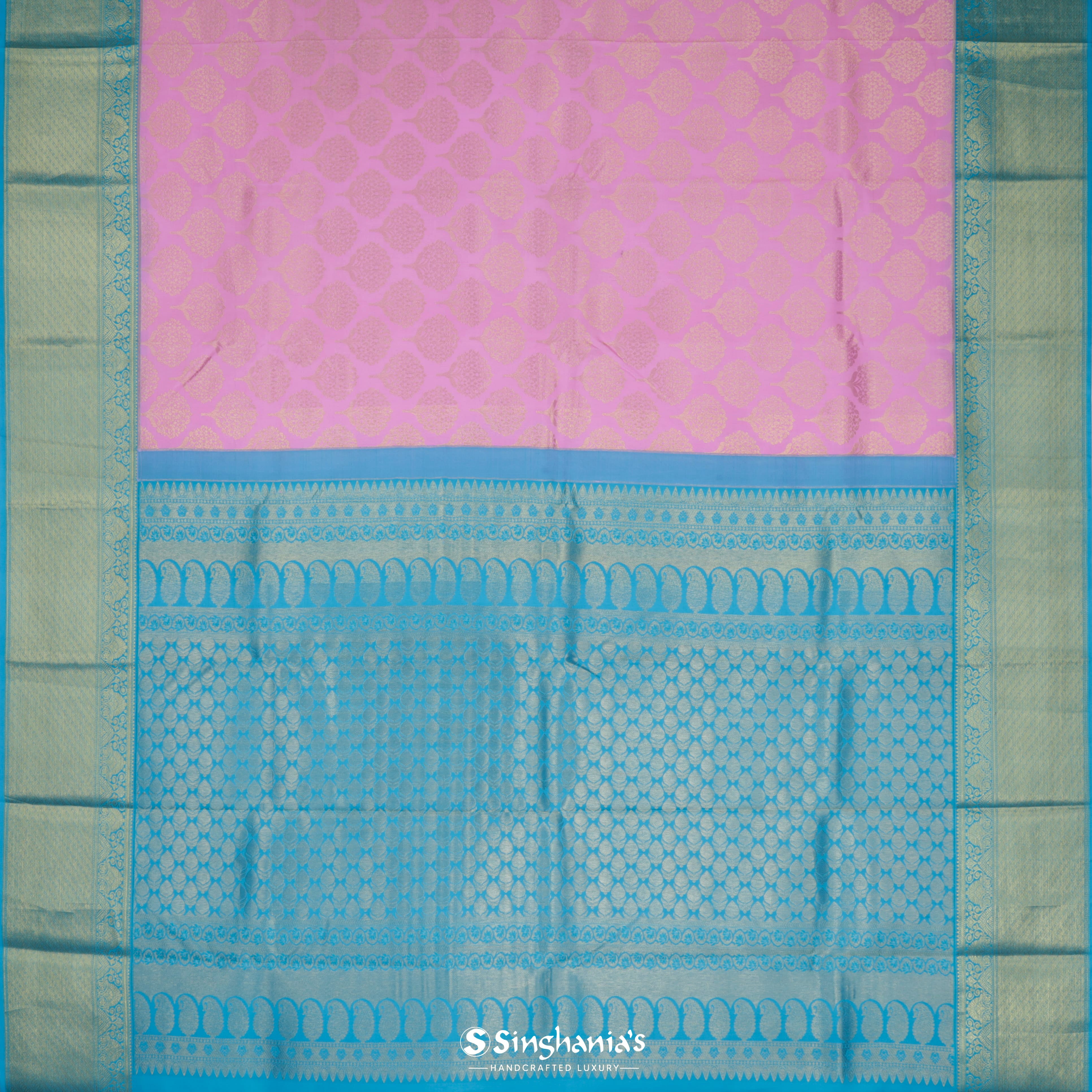 Orchid Purple Silk Kanjivaram Saree With Floral Motif Pattern