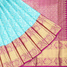 Sky Blue Kanjivaram Silk Saree With Floral Jaal Design - Singhania's