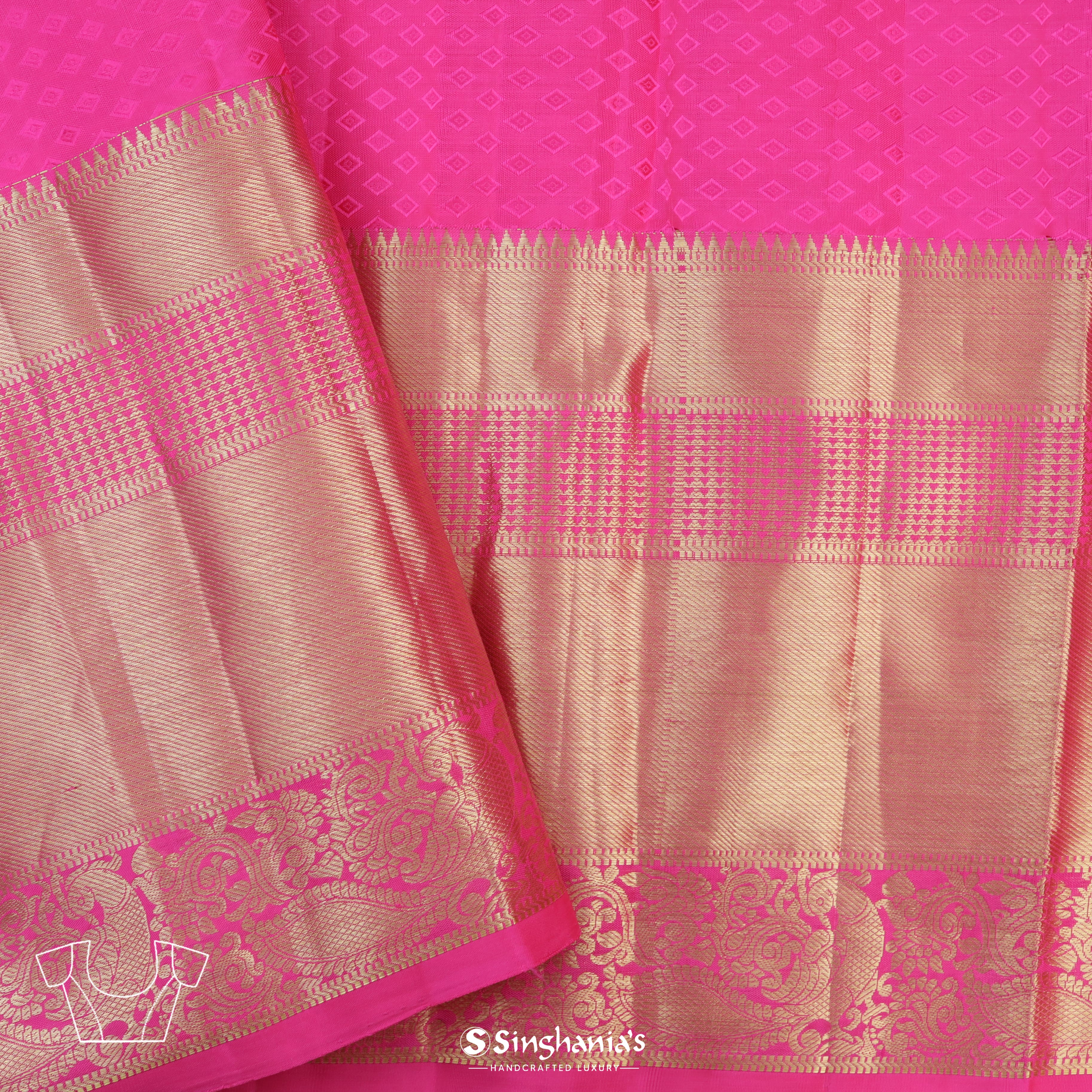 Admiral Blue Silk Kanjivaram Saree With Floral Buttas