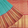 Turquoise Blue Silk Kanjivaram Saree With Geometrical Pattern