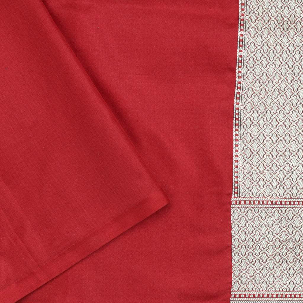 Deep Red Banarasi Silk Handloom Saree - Singhania's