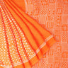 Orange Printed Satin Silk Saree - Singhania's