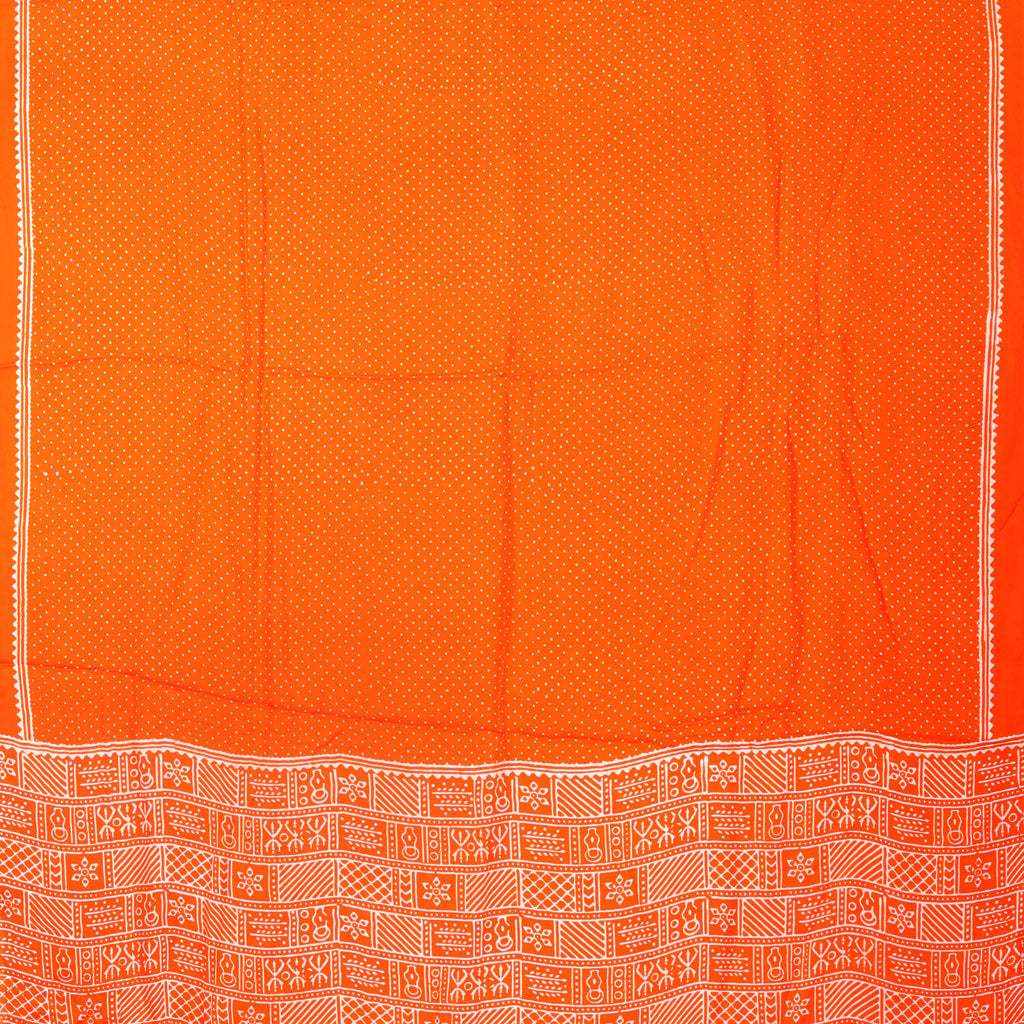 Vibrant Orange Printed Satin Silk Saree - Singhania's