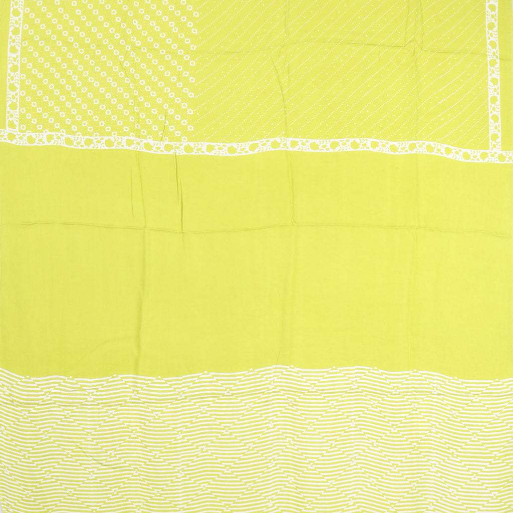 Lime Green Printed Satin Silk Saree - Singhania's