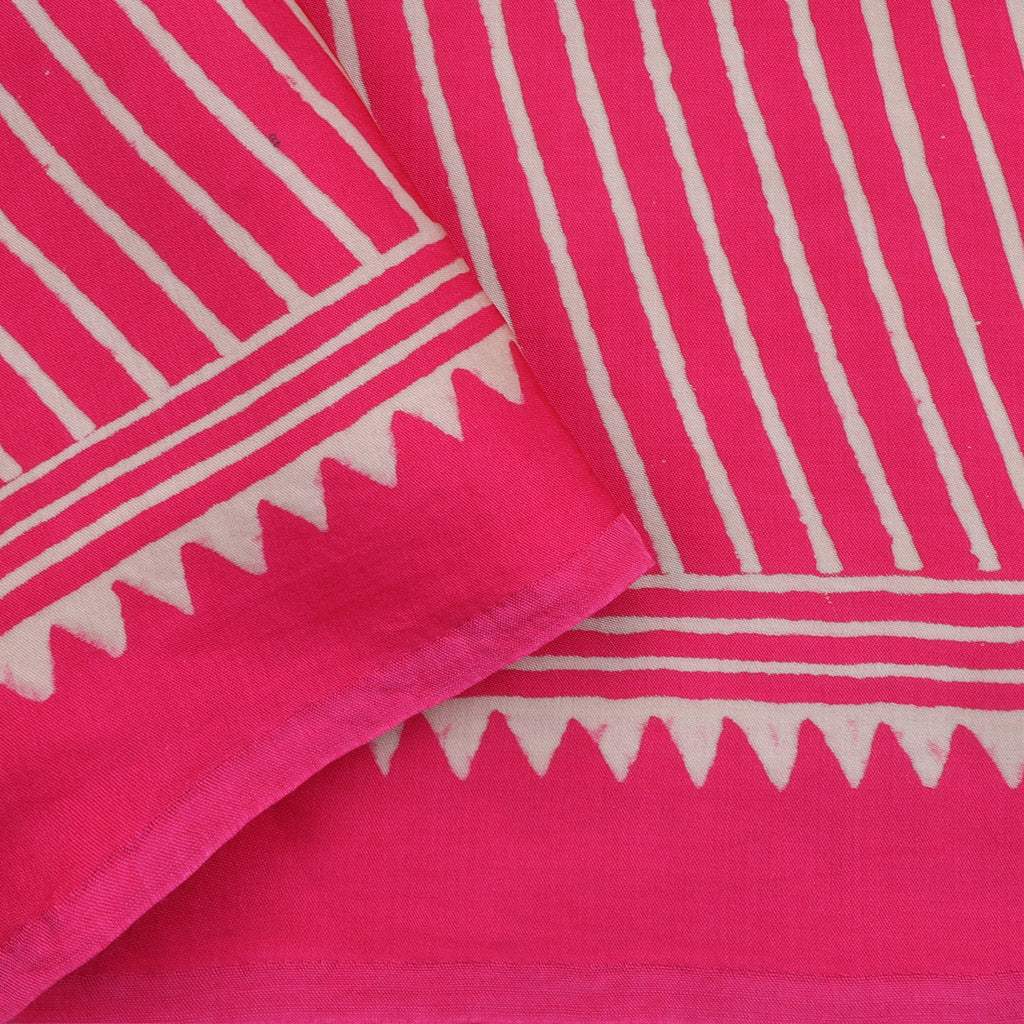 Pink Printed Satin Silk Saree - Singhania's