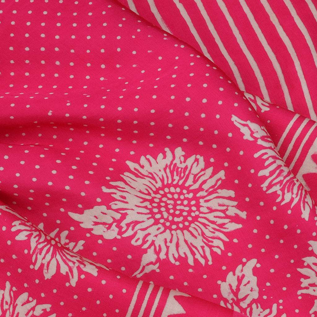 Pink Printed Satin Silk Saree - Singhania's