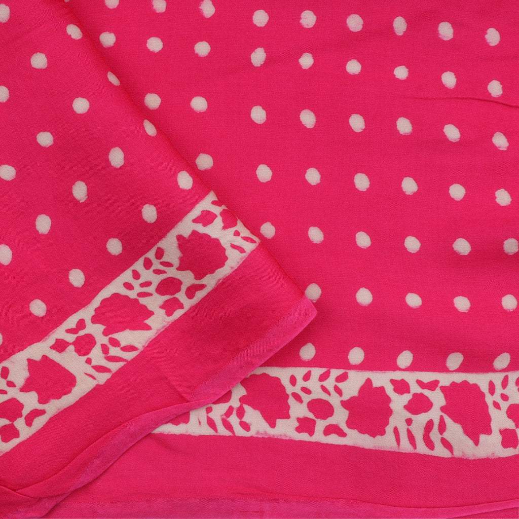 Vibrant Pink Printed Satin Silk Saree - Singhania's